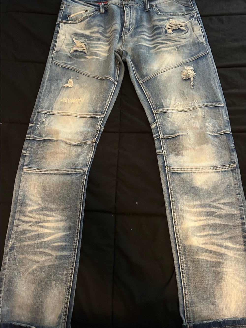 Slim Straight Distressed Blue Men's Jeans